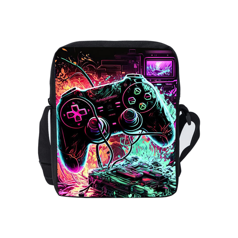 Gaming Accessories For Kids - クールなゲームパッドデイリー片面メッセンジャーバッグ男の子/女の子子供用最高のギフト2Dフラット漫画カジュアルクロスボディバッグ