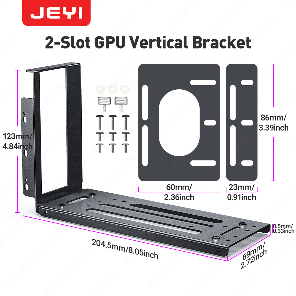 Vertical Gpu Bracket - JEYI 垂直グラフィックスカード取り付けブラケット 2/3 スロット アルミニウム GPU