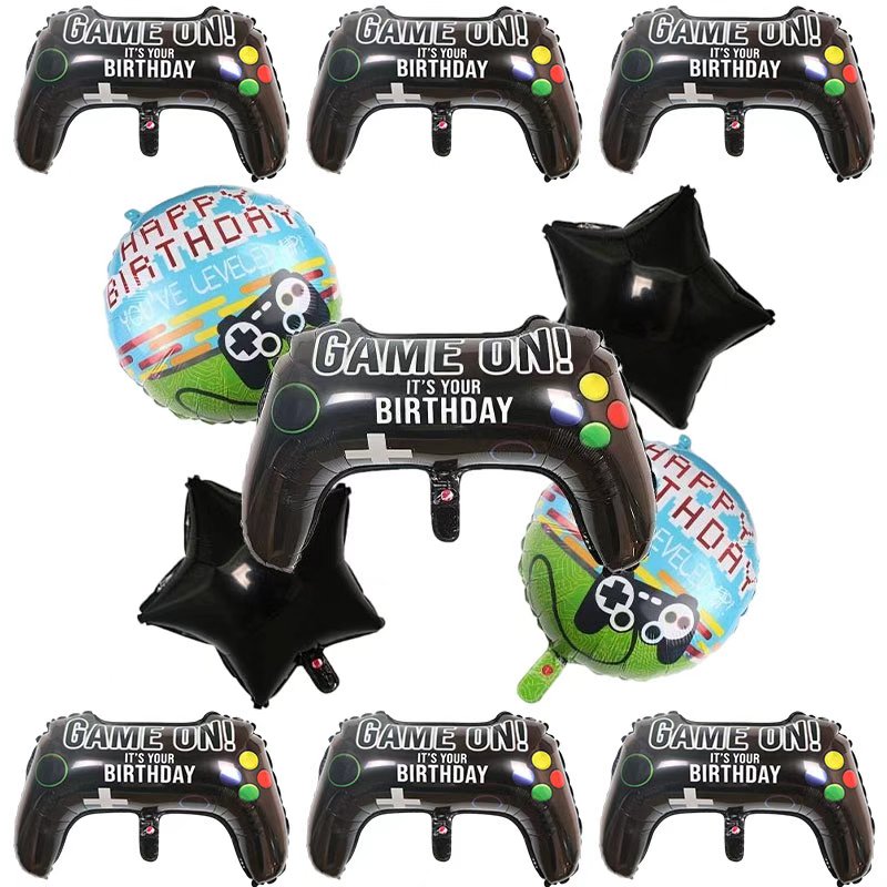Gaming Accessories For Room - ビデオゲームコントローラーアルミフィルムバルーンゲームパッドハンドルバルーンゲーマーテーマパーティーに適した誕生日パーティーの装飾を飾る