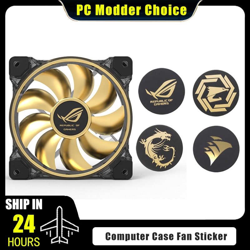 Gaming Accessories For Room - コンピュータケースファンロゴステッカー、ROG MSI AORUS Corsairラベル金メッキペーストPCゲーマーGPU装飾アクセサリー、3ピース/ロット