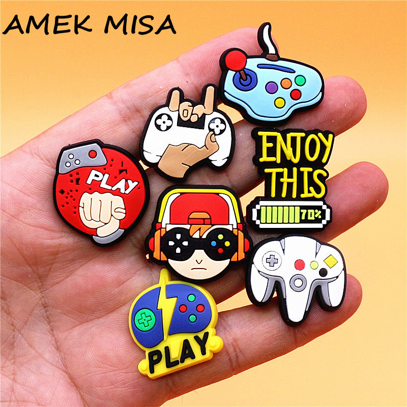 Gaming Accessories For Kids - ゲーム愛好家のためのPVCシューズチャーム,ゲーム愛好家のためのアクセサリー,コンソール,クローゼット,ジーンズ,上の装飾,子供のためのバックル,ギフト,1個