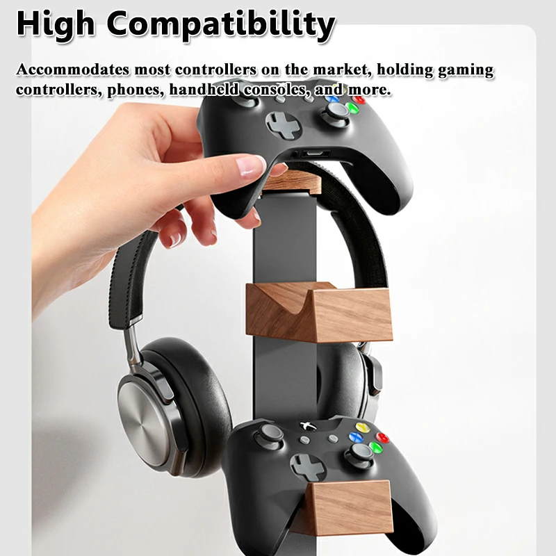 木製壁掛け棚 コントローラーホルダーとヘッドセットスタンド付 - Gaming Accessories Wall Mount のレビューと価格
