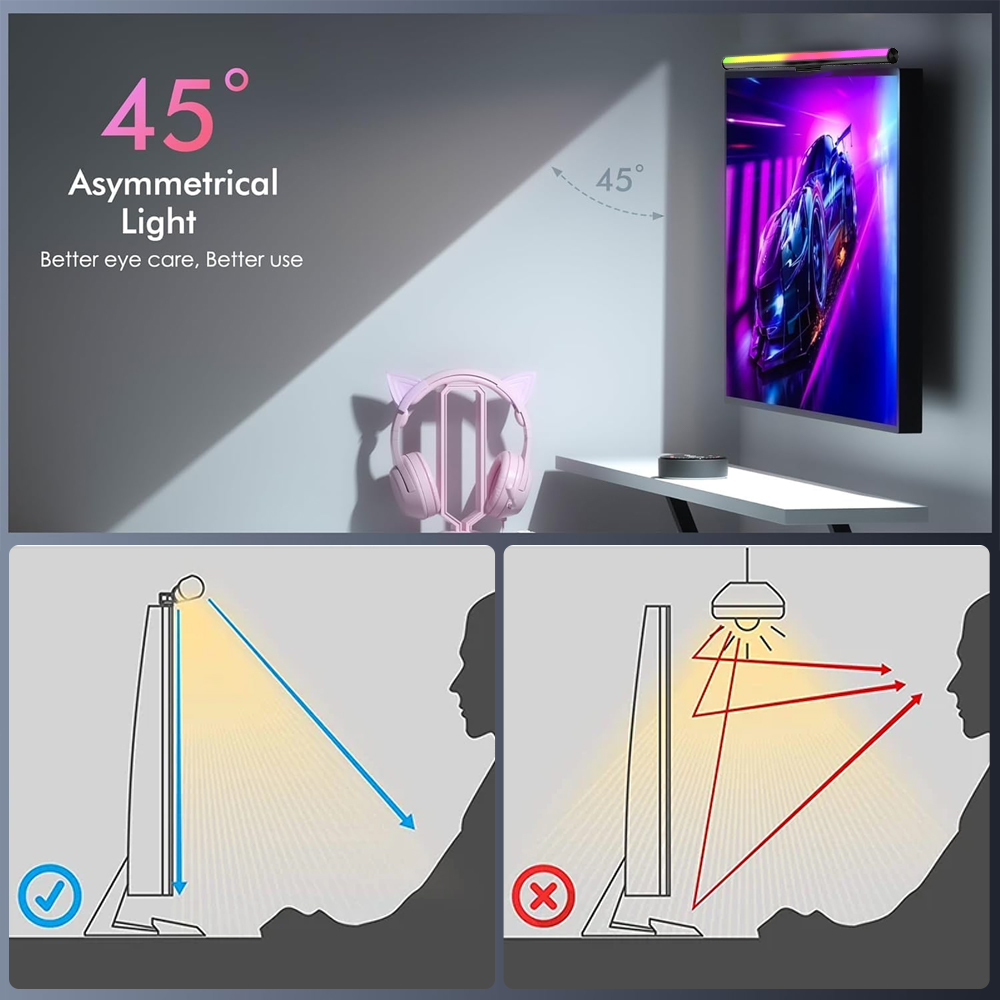 スクリーン吊り下げランプモニターライトバー LED ゲーム調 - Gaming Accessories Wall Mount のレビューと価格