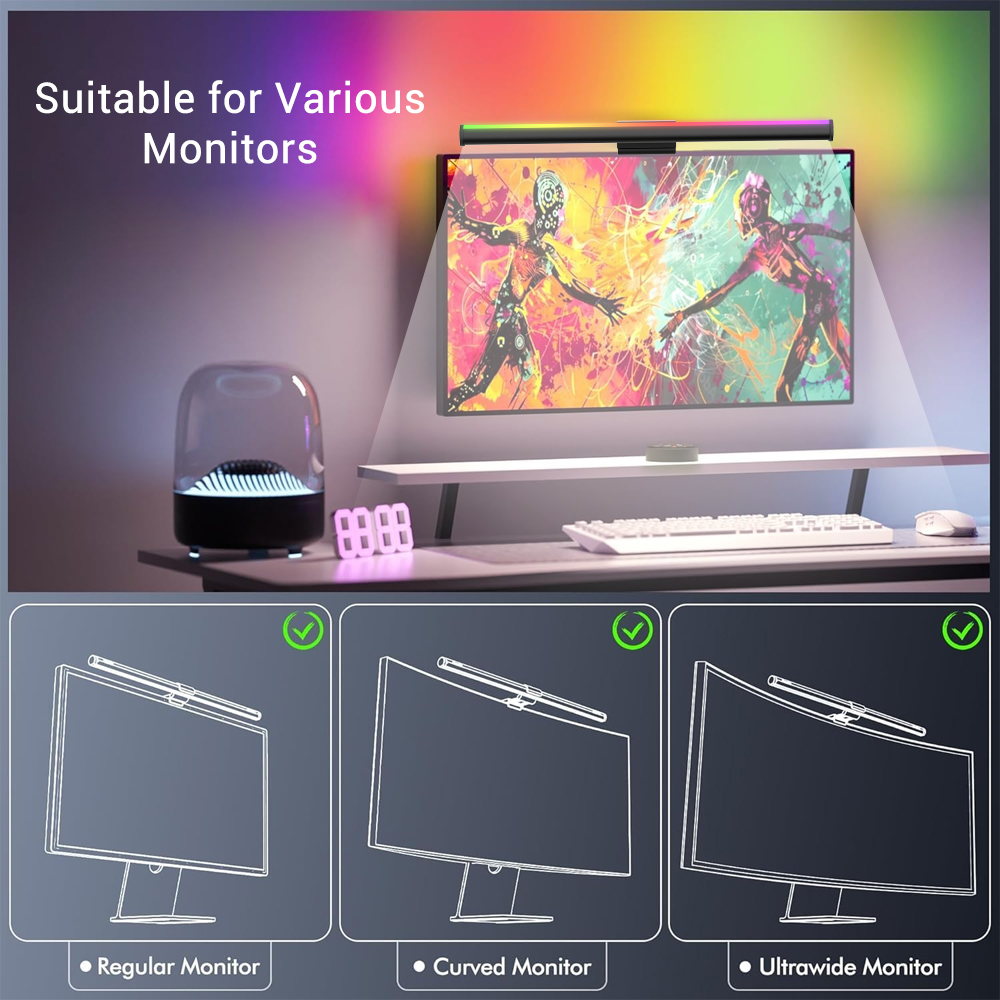 スクリーン吊り下げランプモニターライトバー LED ゲーム調 - Gaming Accessories Wall Mount のレビューと価格