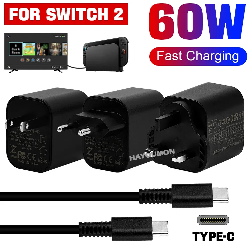 英国、米国、EU対応 60W Type-C ACアダプター  - Gaming Accessories Wall Mount のレビューと価格