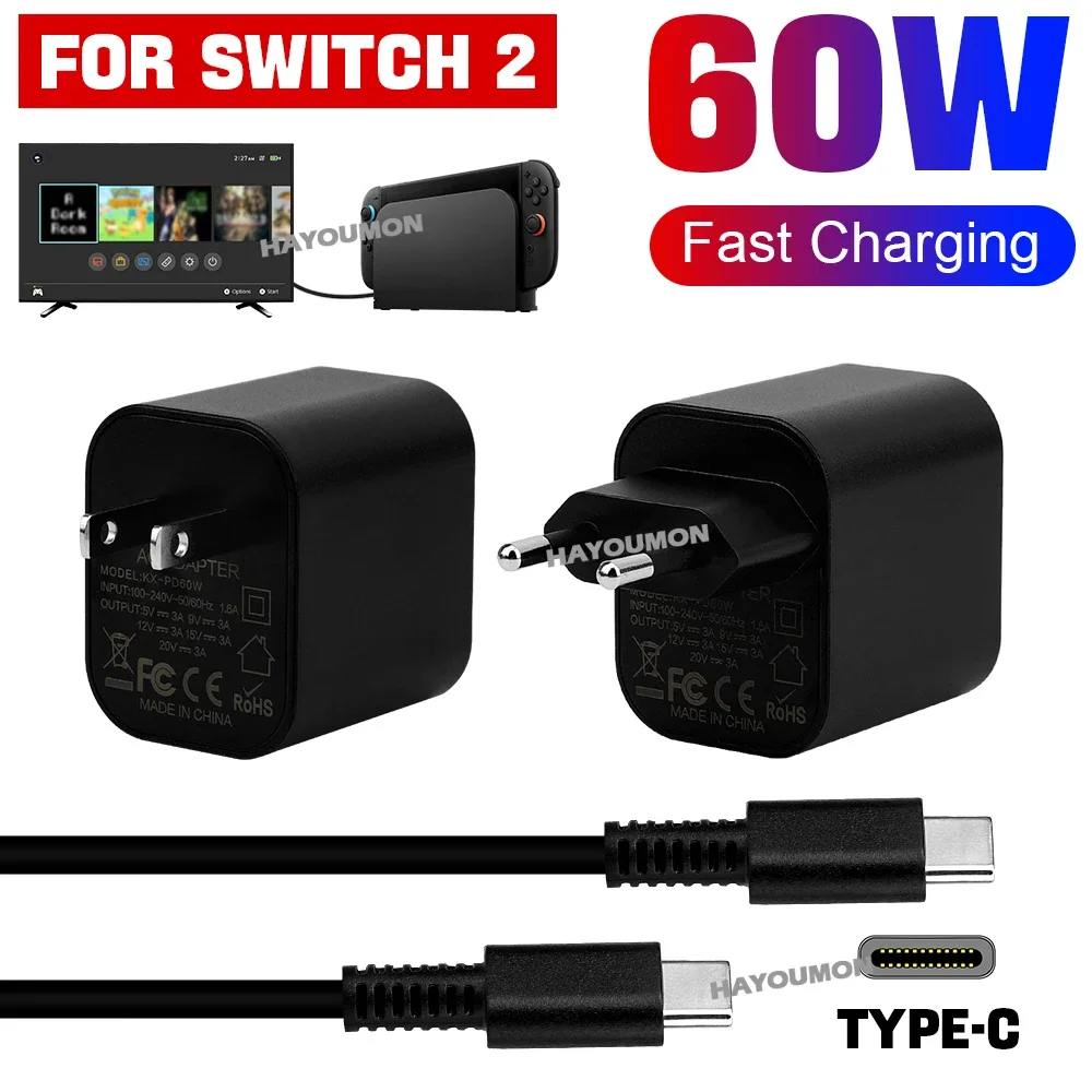 Switch 2用ACアダプター 急速充電器 60W Typ - Gaming Accessories Wall Mount のレビューと価格