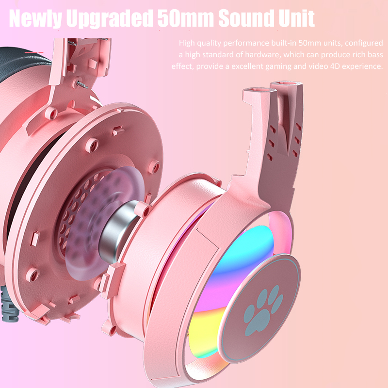 マイク付きのかわいい猫の耳のゲーミングヘッドフォン,RGBの - Gaming Accessories For Kids のレビューと価格